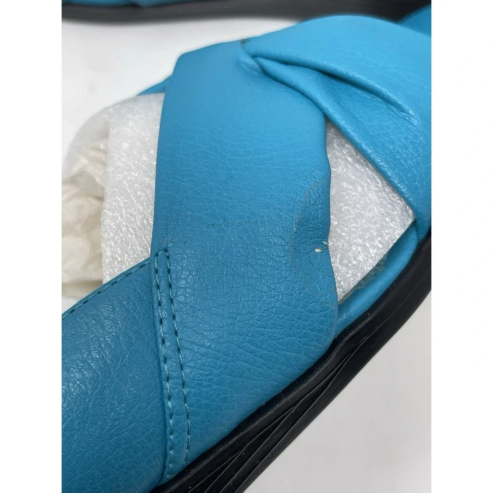 Cabin Creek Vintage Sandals Women's Size 8 Turquoise Slip On Comfort Shoes As-Is